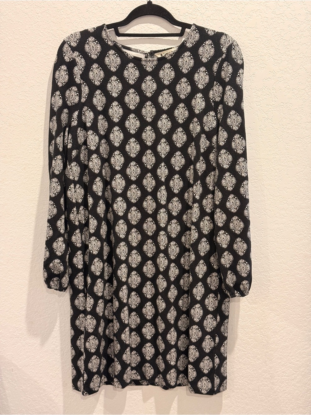 Boden Black and White‎ Medallion Long Sleeve Dress